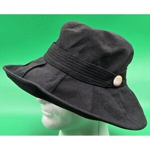 Giovannio Sun Hat Cap OS Womens Black Cotton Linen Wide Brim Sun Protection